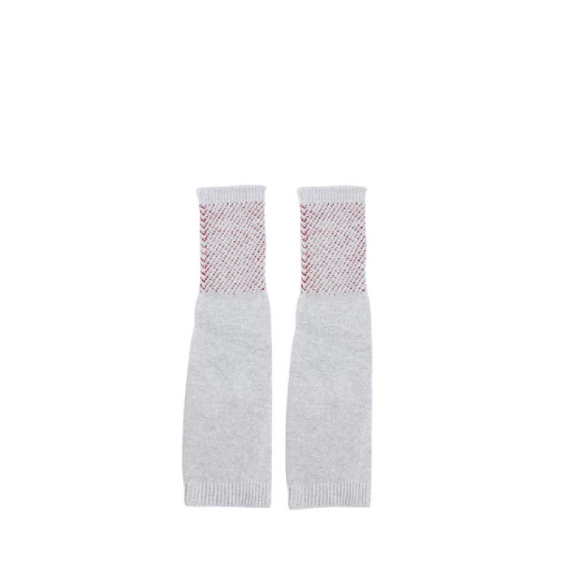 Women Grey & Red Printed UV Protection Hand Gloves